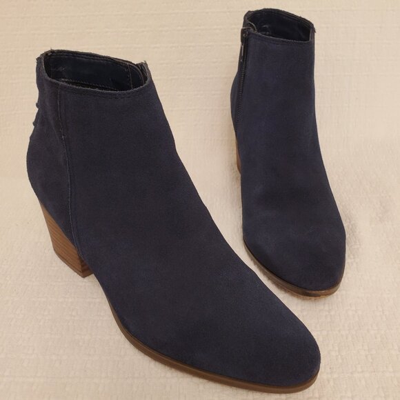 ALDO Abiralle Womens Navy Blue Suede Ankle Booties Stacked Block Heel - 7.5 - Picture 4 of 12